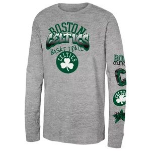 NWOT Outer Stuff Boston Celtics Youth Street Long Sleeve T-Shirt in Grey, Y8